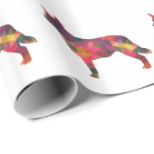 ブルーヒーラードッグ幾何学的パターンシルエット数々の ラッピングペーパー (ロールコーナー)