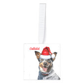 ブルーヒーラードッグ2フォトクリスマスホリデー キューブオーナメント (正面)