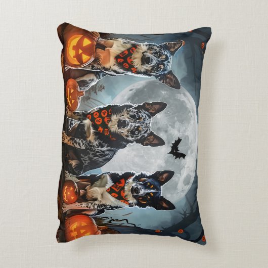 ブルーヒーラーハロウィン不気味 アクセントクッション (裏面(縦))