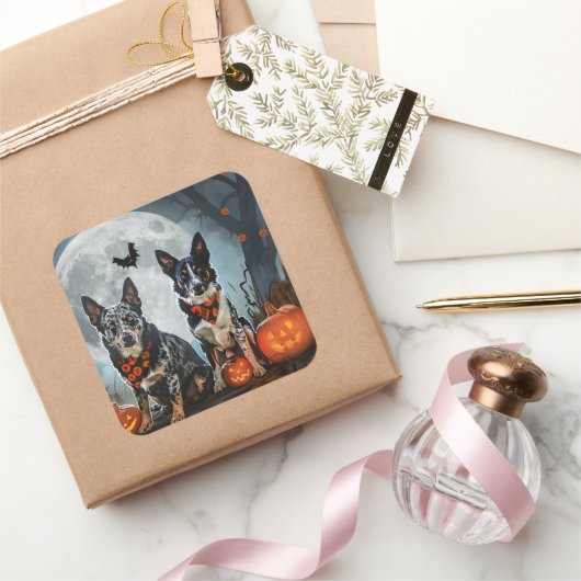 ブルーヒーラーハロウィン不気味 スクエアシール (ギフト)