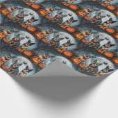 ブルーヒーラーハロウィン不気味 ラッピングペーパー (角)