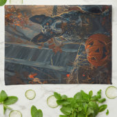 ブルーヒーラーハロウィーンナイトドギー喜び キッチンタオル (折り畳み)