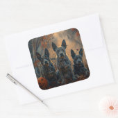 ブルーヒーラーハロウィーンナイトドギー喜び スクエアシール (封筒)