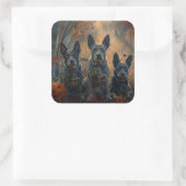 ブルーヒーラーハロウィーンナイトドギー喜び スクエアシール (バッグ)