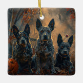 ブルーヒーラーハロウィーンナイトドギー喜び セラミックオーナメント (正面)