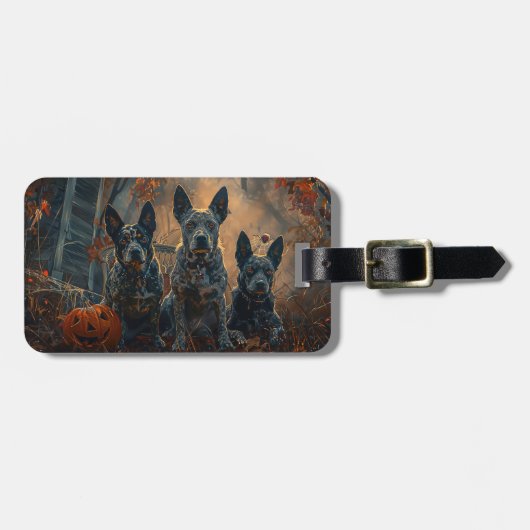 ブルーヒーラーハロウィーンナイトドギー喜び ラゲッジタグ (正面横)