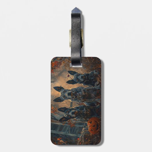 ブルーヒーラーハロウィーンナイトドギー喜び ラゲッジタグ (裏面縦)