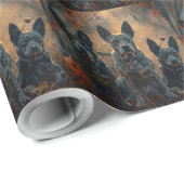 ブルーヒーラーハロウィーンナイトドギー喜び ラッピングペーパー (ロールコーナー)