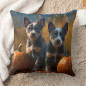 ブルーヒーラーパピーオータムデライトカボチャ クッション (ブランケット)