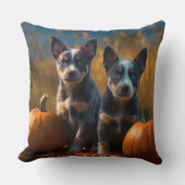 ブルーヒーラーパピーオータムデライトカボチャ クッション (正面)