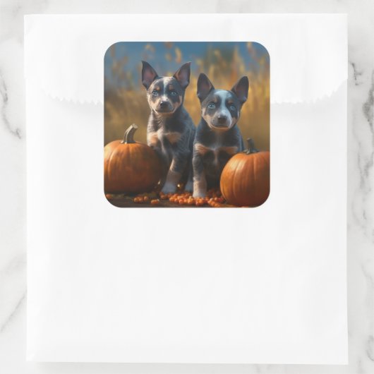 ブルーヒーラーパピーオータムデライトカボチャ スクエアシール (バッグ)