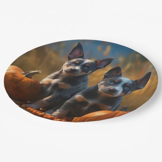 ブルーヒーラーパピーオータムデライトカボチャ ペーパープレート (アングル)