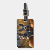 ブルーヒーラーパピーオータムデライトカボチャ ラゲッジタグ (正面縦)