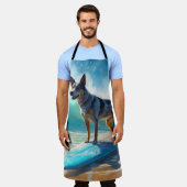 ブルーヒーラービーチサーフィン絵画ズ エプロン (着用した状態)