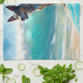 ブルーヒーラービーチサーフィン絵画ズ キッチンタオル (折り畳み)