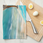 ブルーヒーラービーチサーフィン絵画ズ キッチンタオル (四つ折り)