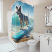 ブルーヒーラービーチサーフィン絵画ズ シャワーカーテン (インサイチュ)