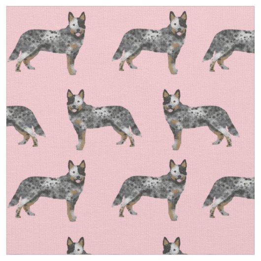ブルーヒーラー牛の犬ピンク ファブリック (クローズアップ)