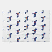 ブルーヒーラー犬が育ったシルエットコロラド州旗 キッチンタオル (横)