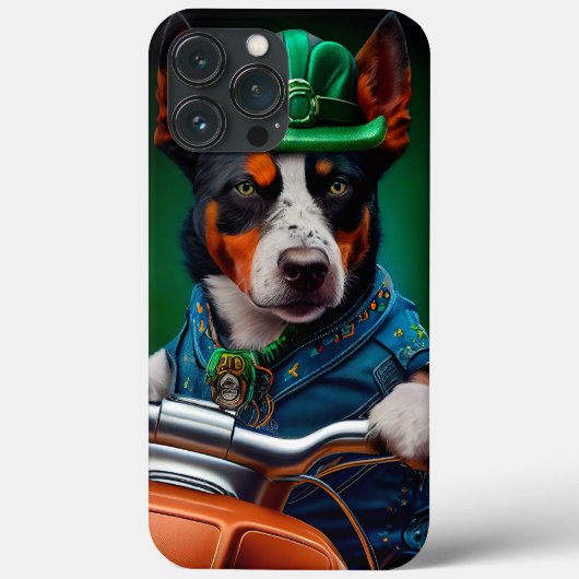 ブルーヒーラー犬が自転車を運転する聖パトリックの日 Case-Mate iPhoneケース (裏面)