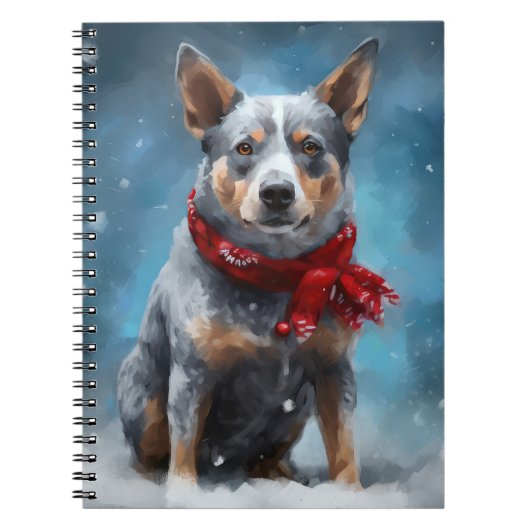 ブルーヒーラー犬のクリスマス・スノー ノートブック (正面)