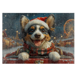 ブルーヒーラー犬のジェットコースター クリスマス カッティングボード