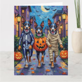 ブルーヒーラー犬のハロウィン カード (正面)