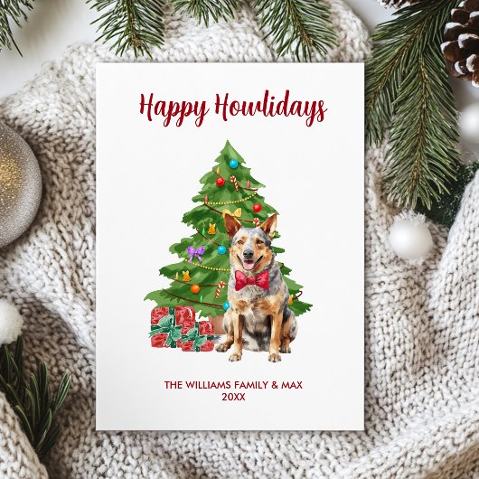 ブルーヒーラー犬の家族のクリスマス シーズンカード