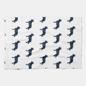 ブルーヒーラー犬ブリードシルエットブラックウォーター色 キッチンタオル (横)