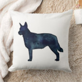 ブルーヒーラー犬ブリードシルエットブラックウォーター色 クッション (ブランケット)
