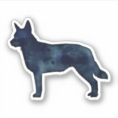 ブルーヒーラー犬ブリードシルエットブラックウォーター色 シール (正面)