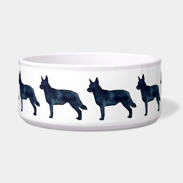 ブルーヒーラー犬ブリードシルエットブラックウォーター色 ボウル (正面)