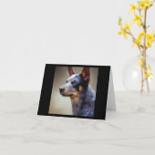 ブルーヒーラー犬 カード (黄色い花)