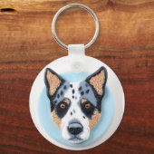 ブルーヒーラー犬 3Dインスパイアデザイン キーホルダー (正面)