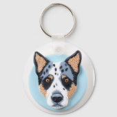 ブルーヒーラー犬 3Dインスパイアデザイン キーホルダー (裏面)