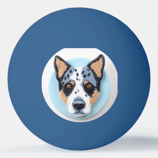 ブルーヒーラー犬 3Dインスパイアデザイン 卓球ボール (正面)