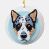 ブルーヒーラー犬 3Dインスパイアード セラミックオーナメント (裏面)