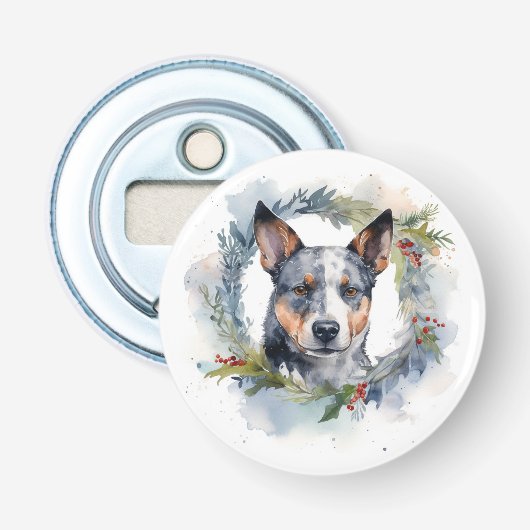 ブルーヒーラー クリスマスリース クリスマスの犬 栓抜き (正面)