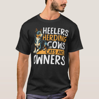 ブルーヒーラー 牛 猫 飼い主 Tシャツ