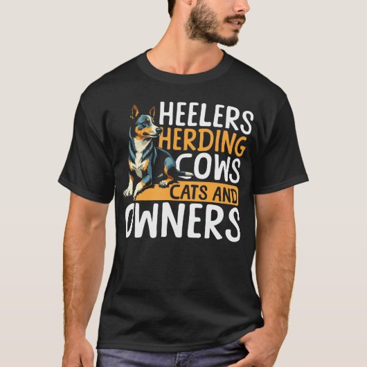 ブルーヒーラー 牛 猫 飼い主 Tシャツ (正面)