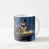 ブルーヒーラー 雪景色のそり クリスマス装飾 コーヒーマグカップ (正面右)