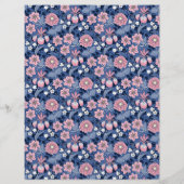 ブルービクトリアンとピンクのフローラスクラップブック紙 (裏面)