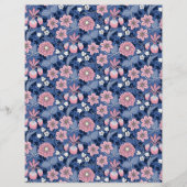 ブルービクトリアンとピンクのフローラスクラップブック紙 (正面)
