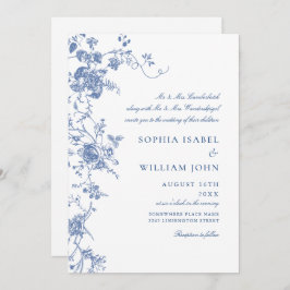 ブルービクトリアンガフランスのーデンフローラ結婚ズ 招待状