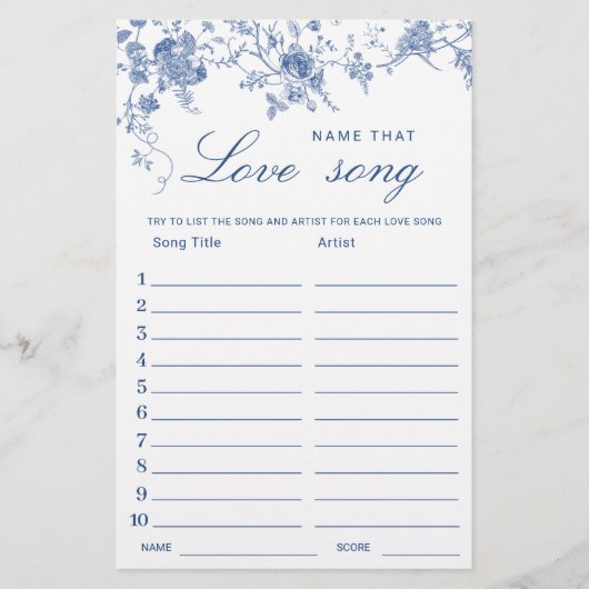 ブルービクトリアンガーデンフランスのブライダルシャワーゲーム (正面)