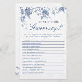 ブルービクトリアンガーデンフランスのブライダルシャワーゲーム (正面/裏面)