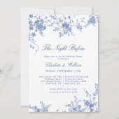 ブルービクトリアンガーデンフランスのリハーサルディナー 招待状 (正面)