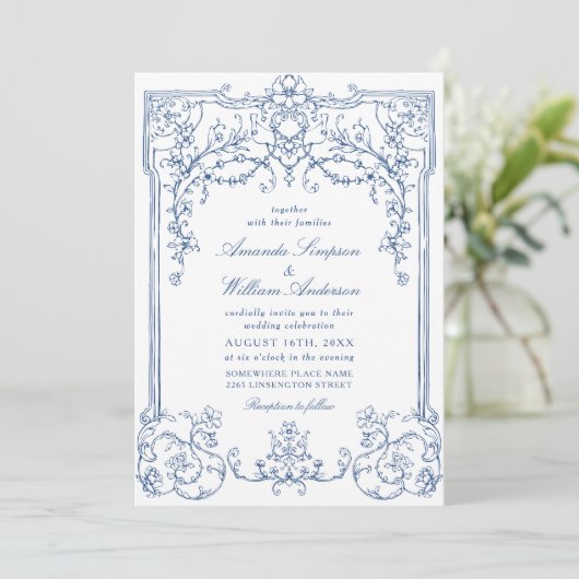 ブルービクトリアングレース華美フローラ結婚ズ 招待状 (スタンド正面)