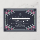 ブルービクトリアンゴシックバラ&ソーズウェディングRSVP エンクロージャーカード (正面)