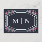 ブルービクトリアンゴシックバラ&ソーズウェディングRSVP エンクロージャーカード (裏面)